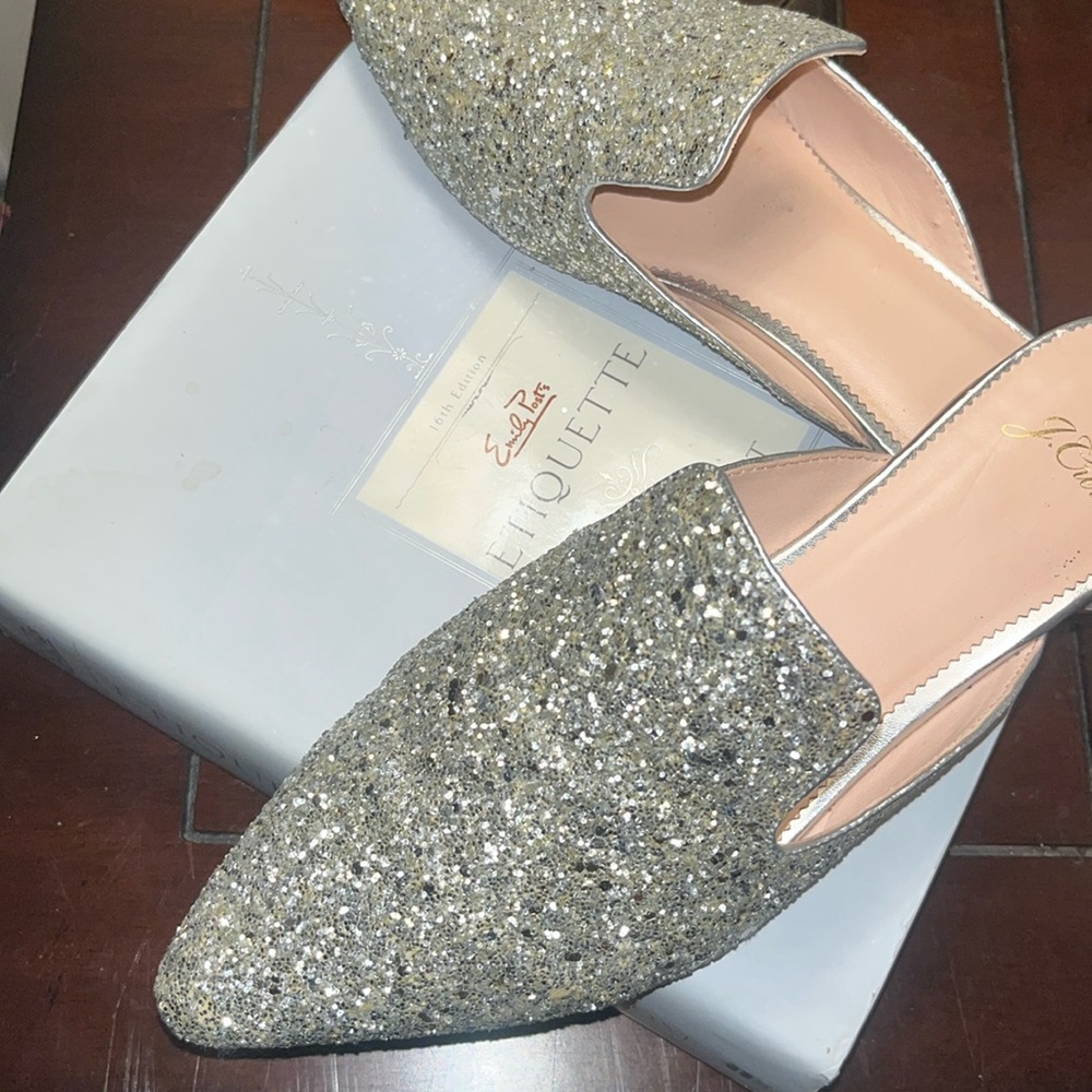 J.Crew Silver Glitter Pointed Mules - Picture 4 of 9